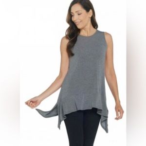 Softwear Stretch Handkerchief Hem Ruffle Tank Top MEDIUM ~ Cuddl Duds A310280
